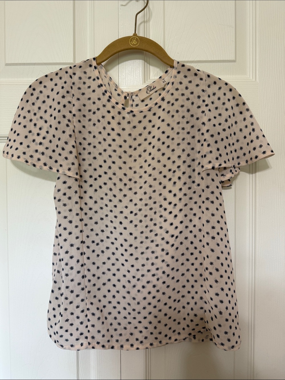 Elodie Light Pink Top with Navy Dot Print